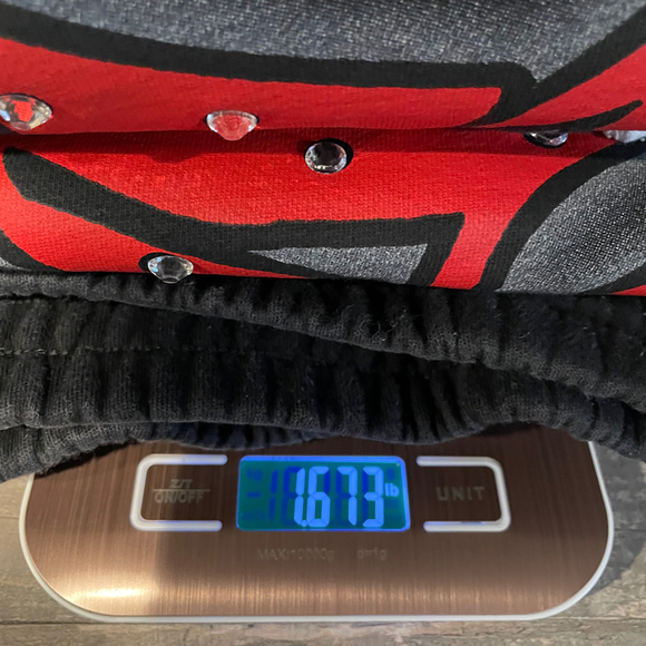 MIXED EMOTIONS Black/Red Graffiti Rhinestone Sweatpants Size XL - Picture 10 of 10